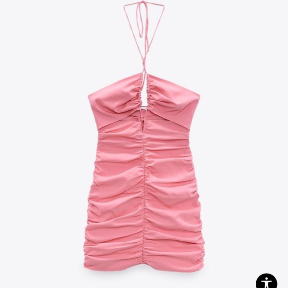 ZARA CUT OUT DRAPED DRESS ruched size XS new with tags - Picture 4 of 7